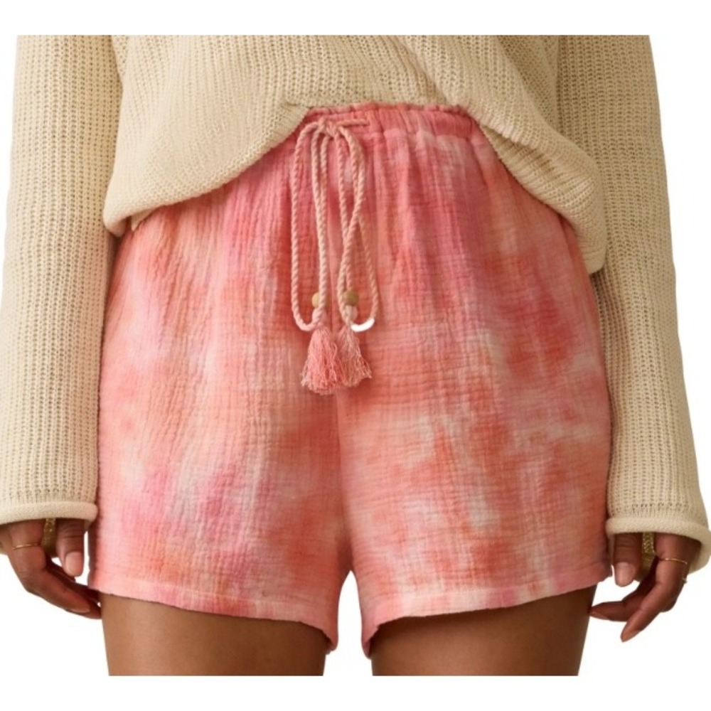 Faherty Dune Cotton Gauze Shorts Pink Tie Dye Medium Boho Coastal Beachy Casual
